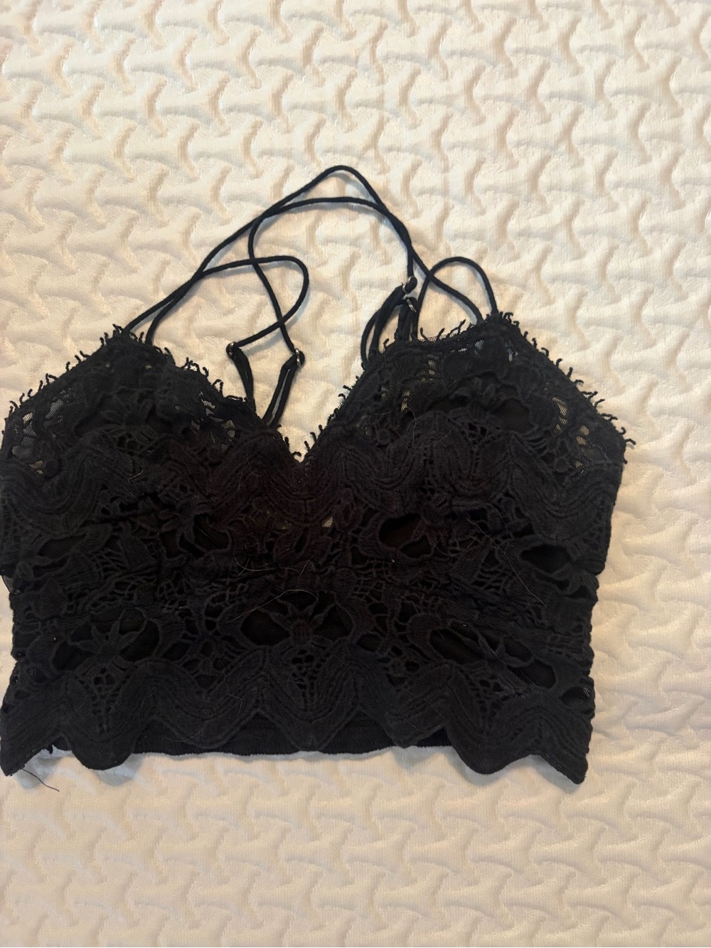 Black Lace Bralette with Delicate Straps